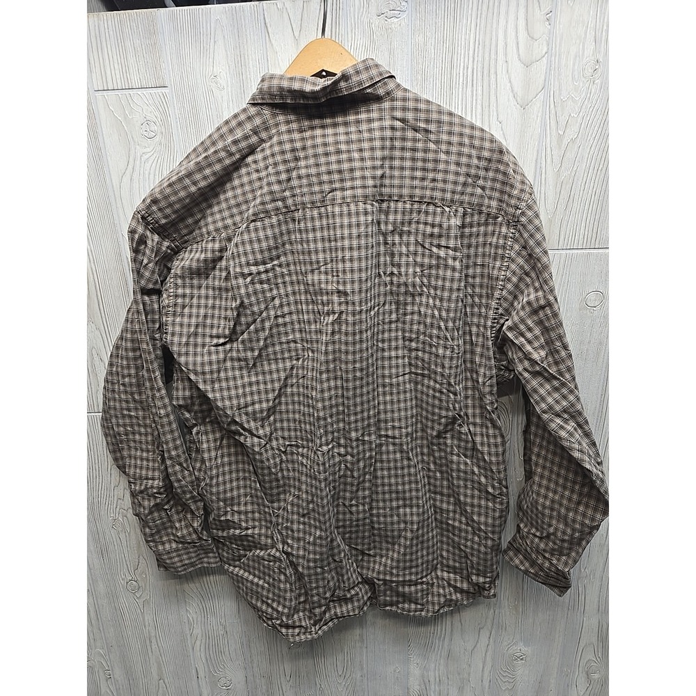 Eddie Bauer Men's L Button Shirt Long Sleeve Plaid Grey/Brown Plaid Cotton - Picture 5 of 8